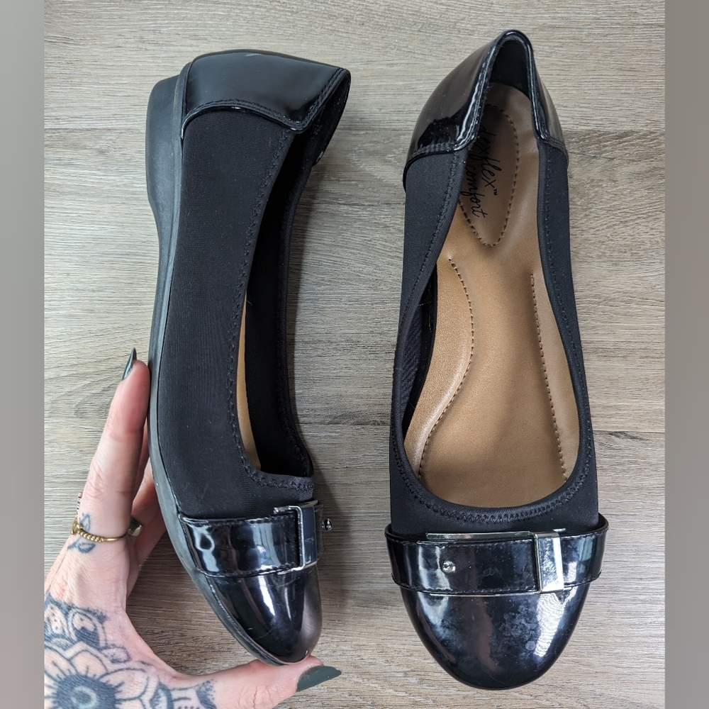 Dexflex Comfort | Black Business Casual Flats | Women's Size 9.5
